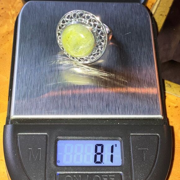 Natural Connemara Marble Sterling Silver Cocktail Ring Size 7 - Picture 9 of 9